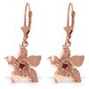 Genuine 0.20 CTW Ruby Earrings Jewelry 14KT Rose Gold - REF-66Y5F
