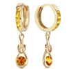 Genuine 2 ctw Citrine Earrings Jewelry 14KT Yellow Gold - REF-74Y4F
