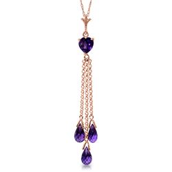 Genuine 4.75 ctw Amethyst Necklace Jewelry 14KT Rose Gold - REF-37M4T