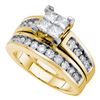 Image 1 : 1.5 CTW Diamond Princess Bridal Engagement Ring 14KT Yellow Gold - REF-194W9K