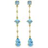 Genuine 6.06 ctw Blue Topaz & Diamond Earrings Jewelry 14KT Yellow Gold - REF-33M8T