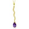 Genuine 1.79 ctw Amethyst & Diamond Necklace Jewelry 14KT Yellow Gold - REF-34A6K
