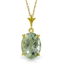 Genuine 3.2 ctw Green Amethyst Necklace Jewelry 14KT Yellow Gold - REF-20W4Y