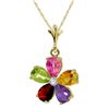Genuine 2.22 ctw Pink Topaz, Citrine & Amethyst & Diamond Necklace Jewelry 14KT Yellow Gold - REF-30