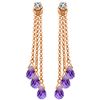 Genuine 10.53 ctw Amethyst & Diamond Earrings Jewelry 14KT Rose Gold - REF-32M9T