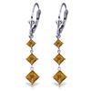 Genuine 4.79 ctw Citrine Earrings Jewelry 14KT White Gold - REF-50M2T