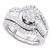 1.25 CTW Princess Diamond Bridal Engagement Ring 14KT White Gold - REF-142Y4X
