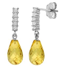 Genuine 4.65 ctw Citrine & Diamond Earrings Jewelry 14KT White Gold - REF-36M2T