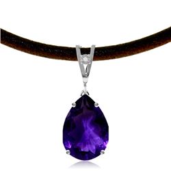 Genuine 6.01 ctw Amethyst & Diamond Necklace Jewelry 14KT White Gold - REF-32X3M