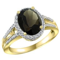 Natural 2.72 ctw smoky-topaz & Diamond Engagement Ring 10K Yellow Gold - REF-45Y3X