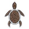 0.35 CTW Cognac-brown Color Diamond Sea Turtle Tortoise Pendant 10KT Yellow Gold - REF-19X4Y