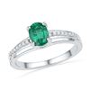 Image 1 : 0.07 CTW Oval Created Emerald Solitaire Ring 10KT White Gold - REF-14N9F