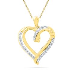 0.10 CTW Diamond Heart Love Pendant 10KT Yellow Gold - REF-14H9M