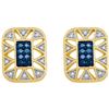 Image 1 : 0.25 CTW Blue Color Diamond Rectangle Cluster Earrings 10KT Yellow Gold - REF-26H9M