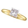 Image 1 : 0.21 CTW Princess Diamond Solitaire Bridal Engagement Ring 14KT Yellow Gold - REF-30M2H