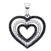 Image 1 : 0.62 CTW Black Color Diamond Triple Nested Heart Pendant 10KT White Gold - REF-30M2H