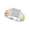 Image 1 : 0.25 CTW Mens Diamond Square Cluster Ring 10KT Two-tone Gold - REF-40F4N