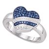 0.33 CTW Blue Color Diamond Heart Ring 10KT White Gold - REF-36K2W