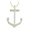 0.15 CTW Diamond Anchor Nautical Pendant 10KT Yellow Gold - REF-18K2W
