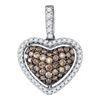0.45 CTW Cognac-brown Color Diamond Heart Love Pendant 10KT White Gold - REF-26M9H