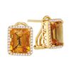 0.32 CTW Cushion Citrine Solitaire Diamond French-clip Earrings 14KT White Gold - REF-94W4K
