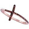 Image 1 : 0.10 CTW Red Color Diamond Cross Ring 10KT Rose Gold - REF-14W9K