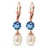 Genuine 11.10 ctw Blue Topaz Earrings Jewelry 14KT Rose Gold - REF-26N6R