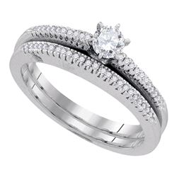 0.33 CTW Diamond Solitaire Bridal Engagement Ring 10KT White Gold - REF-55Y5X