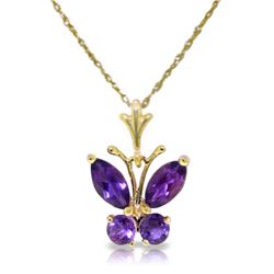 Genuine 0.60 ctw Amethyst Necklace Jewelry 14KT Yellow Gold - REF-23Z5N