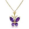 Genuine 0.60 ctw Amethyst Necklace Jewelry 14KT Yellow Gold - REF-23Z5N