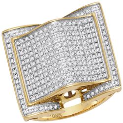 0.79 CTW Mens Diamond Arched Square Cluster Ring 10KT Yellow Gold - REF-75H2M