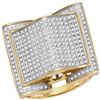 Image 1 : 0.79 CTW Mens Diamond Arched Square Cluster Ring 10KT Yellow Gold - REF-75H2M