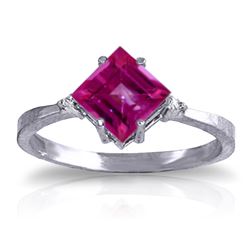 Genuine 1.77 ctw Pink Topaz & Diamond Ring Jewelry 14KT White Gold - REF-29N2R