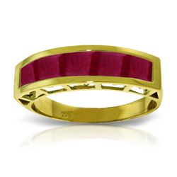 Genuine 2.5 ctw Ruby Ring Jewelry 14KT Yellow Gold - REF-60M7T