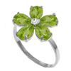 Genuine 2.22 ctw Peridot & Diamond Ring Jewelry 14KT White Gold - REF-35A9K