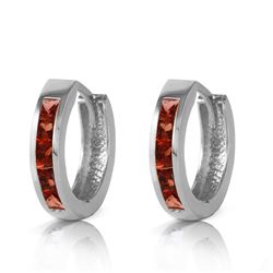 Genuine 1.30 ctw Garnet Earrings Jewelry 14KT White Gold - REF-37M7T