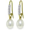 Genuine 8.18 ctw Pearl & Diamond Earrings Jewelry 14KT Yellow Gold - REF-37V7W