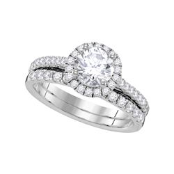 1.33 CTW Diamond Halo Bridal Engagement Ring 14KT White Gold - REF-330N2F