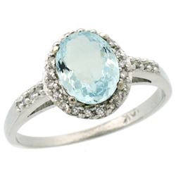 Natural 1.13 ctw Aquamarine & Diamond Engagement Ring 10K White Gold - REF-29Z7Y