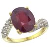 Image 1 : Natural 5.65 ctw ruby & Diamond Engagement Ring 14K Yellow Gold - REF-60A3V