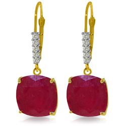 Genuine 13.65 ctw Ruby & Diamond Earrings Jewelry 14KT Yellow Gold - REF-126T5A