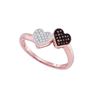Image 1 : 0.10 CTW Red Color Diamond Heart Love Ring 10KT Rose Gold - REF-14W9K