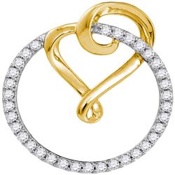 0.34 CTW Diamond Heart Love Circle 2-tone Pendant 10KT Yellow Gold - REF-22K4W