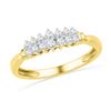 Image 1 : 0.25 CTW Prong-set Diamond Double Row Ring 10KT Yellow Gold - REF-24H2M