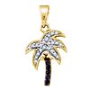 Image 1 : 0.10 CTW Black Color Diamond Nautical Palm Tree Beach Pendant 10KT Yellow Gold - REF-12W2K