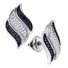 Image 1 : 0.27 CTW Black Color Diamond Stud Unique Earrings 10KT White Gold - REF-24M2H