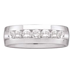 1.5 CTW Mens Channel-set Diamond Wedding Ring 14KT White Gold - REF-269K9W