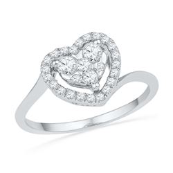 0.33 CTW Diamond Heart Cluster Ring 10KT White Gold - REF-30W2K