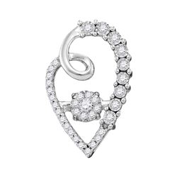 0.20 CTW Diamond Cluster Heart Pendant 10KT White Gold - REF-31M4H