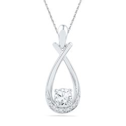 0.69 CTW Created White Sapphire Solitaire Pendant 10KT White Gold - REF-10Y5X